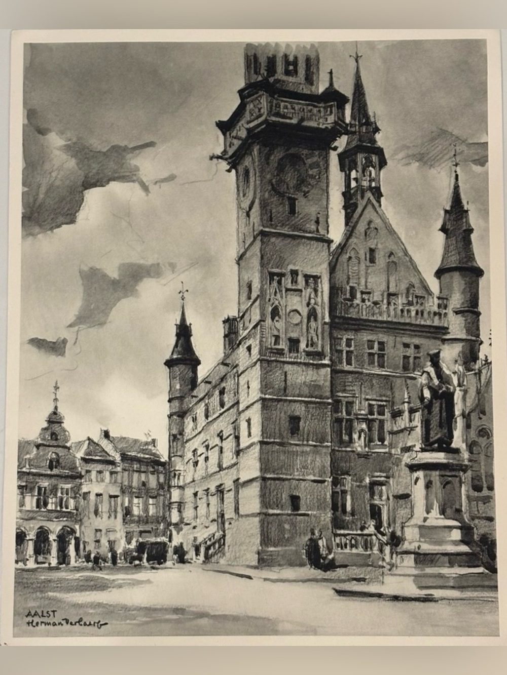 Herman Verbaere Fine Art Print Vintage Original Antique BELGIAN / BELGIUM SKETCH